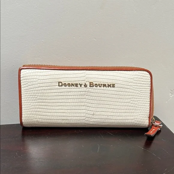 Dooney & Bourke Cream and Brown Textured Wallet - Picture 1 of 5
